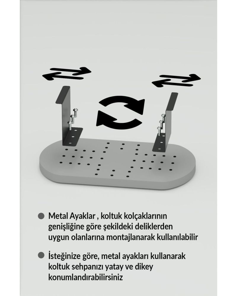 Ayarlanabilir Mermer Desenli C Sehpa Gri