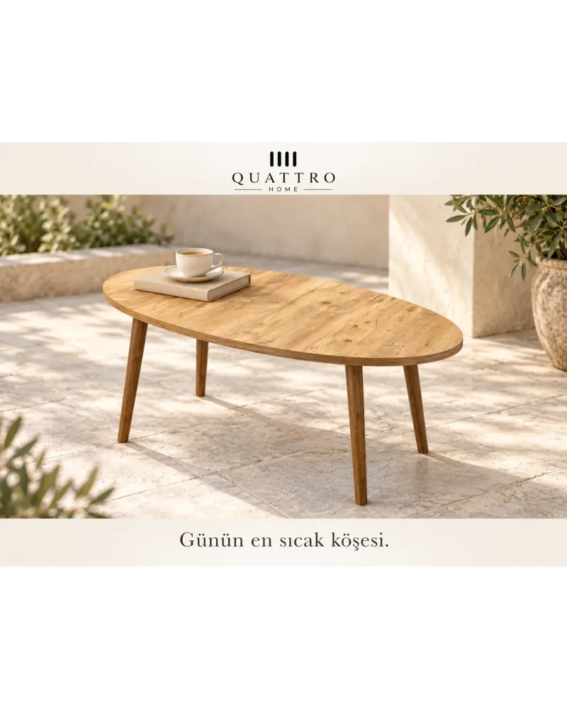 Torna Ayaklı Oval Orta Sehpa Ceviz