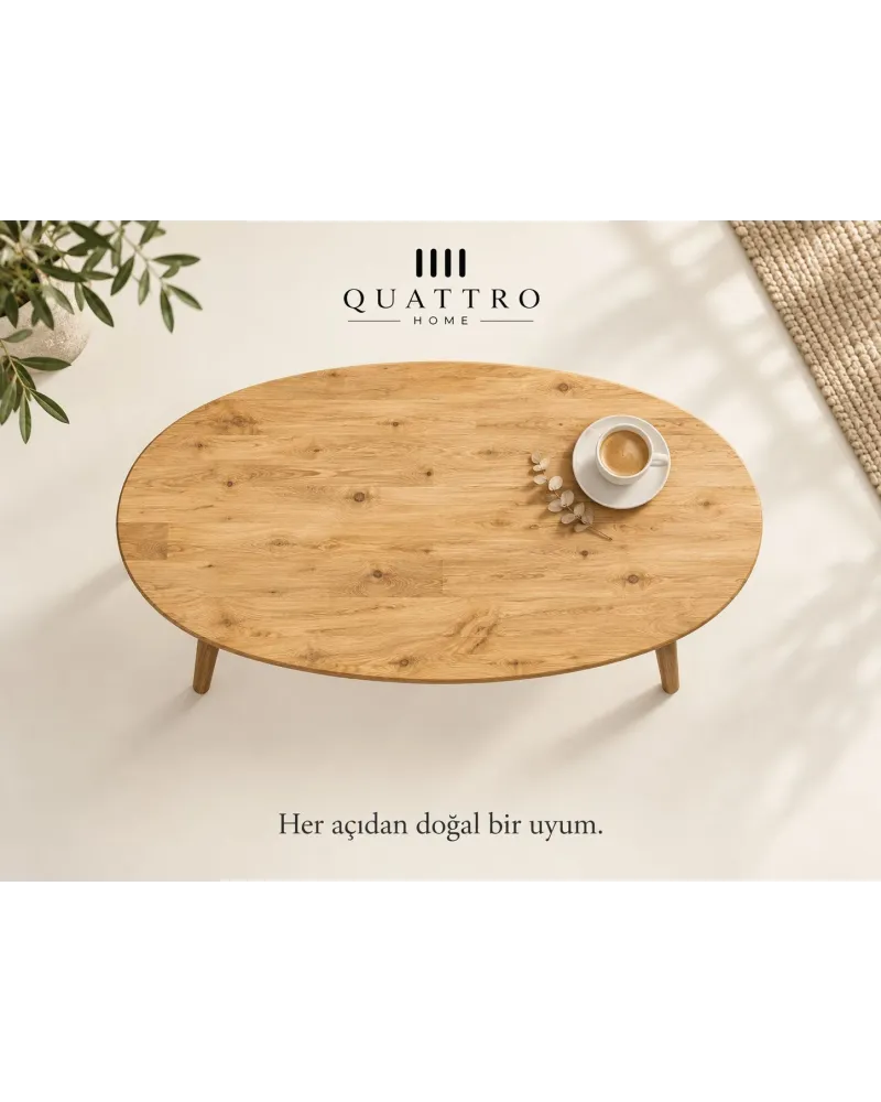 Torna Ayaklı Oval Orta Sehpa Ceviz