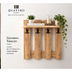 Country Stil Duvar Askılığı ve Raf Sistemi Kahverengi 60 cm