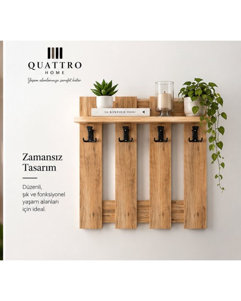 Country Stil Duvar Askılığı ve Raf Sistemi Kahverengi 60 cm