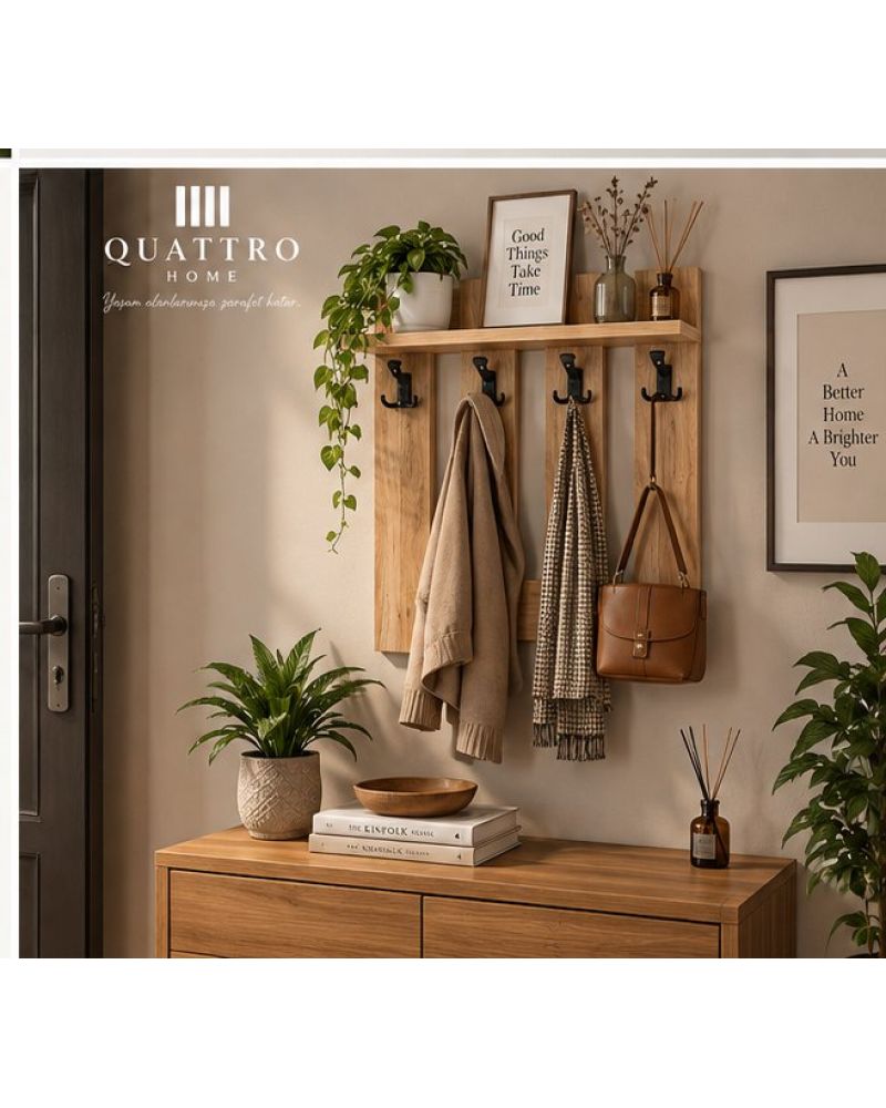 Country Stil Duvar Askılığı ve Raf Sistemi Kahverengi 60 cm