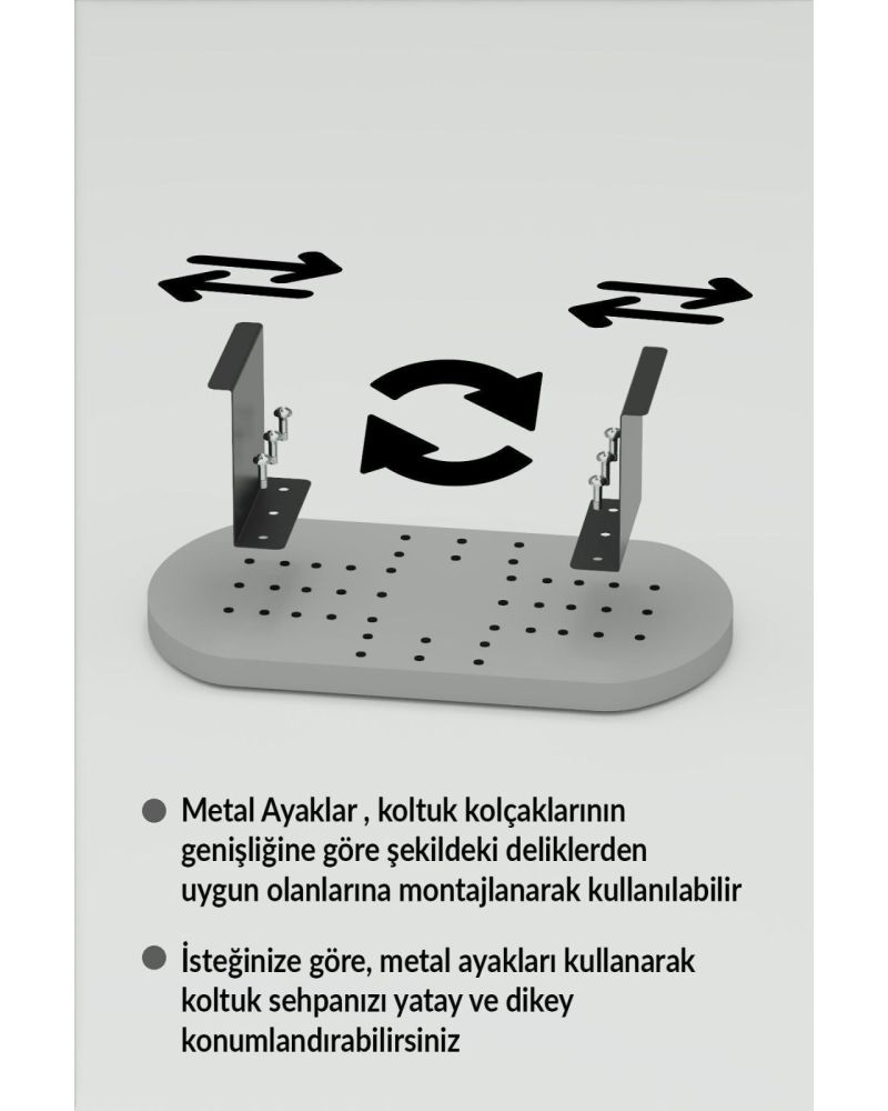 Ayarlanabilir Mermer Desenli Siyah C Sehpa