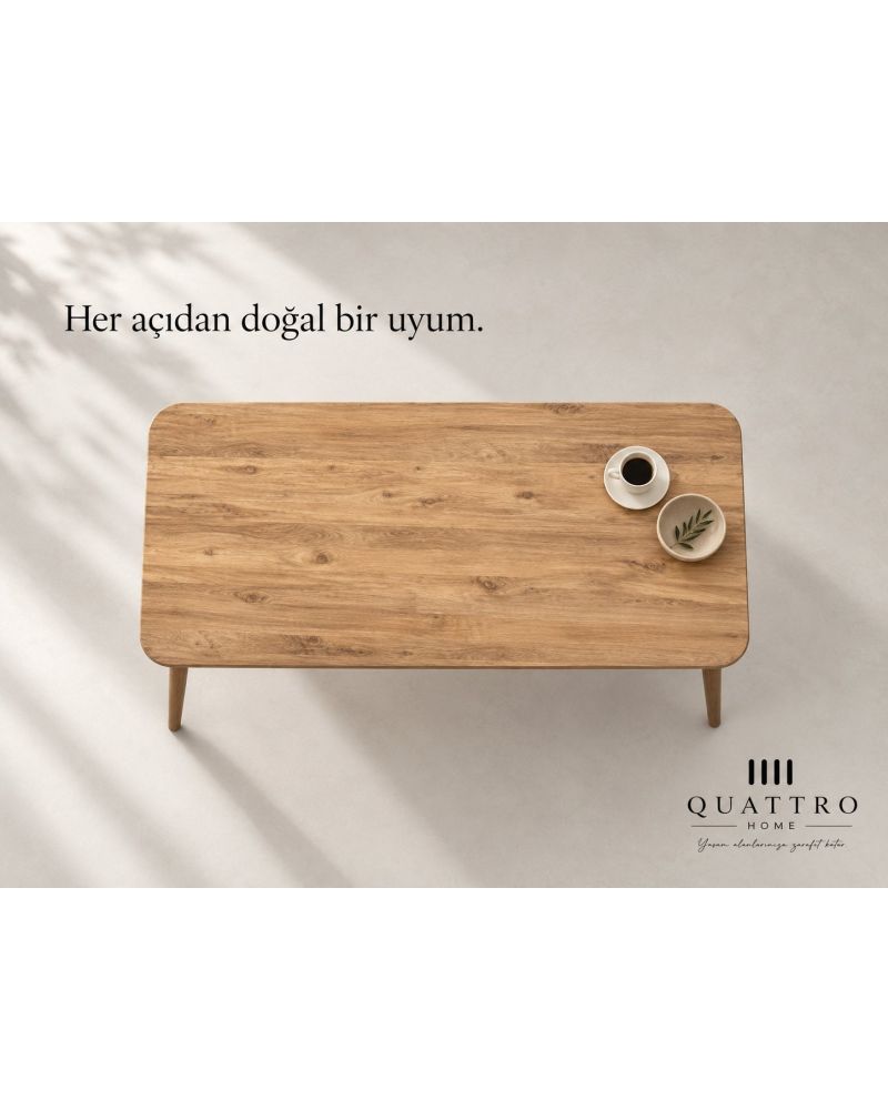 Torna Ayaklı Ceviz Desenli Orta Sehpa
