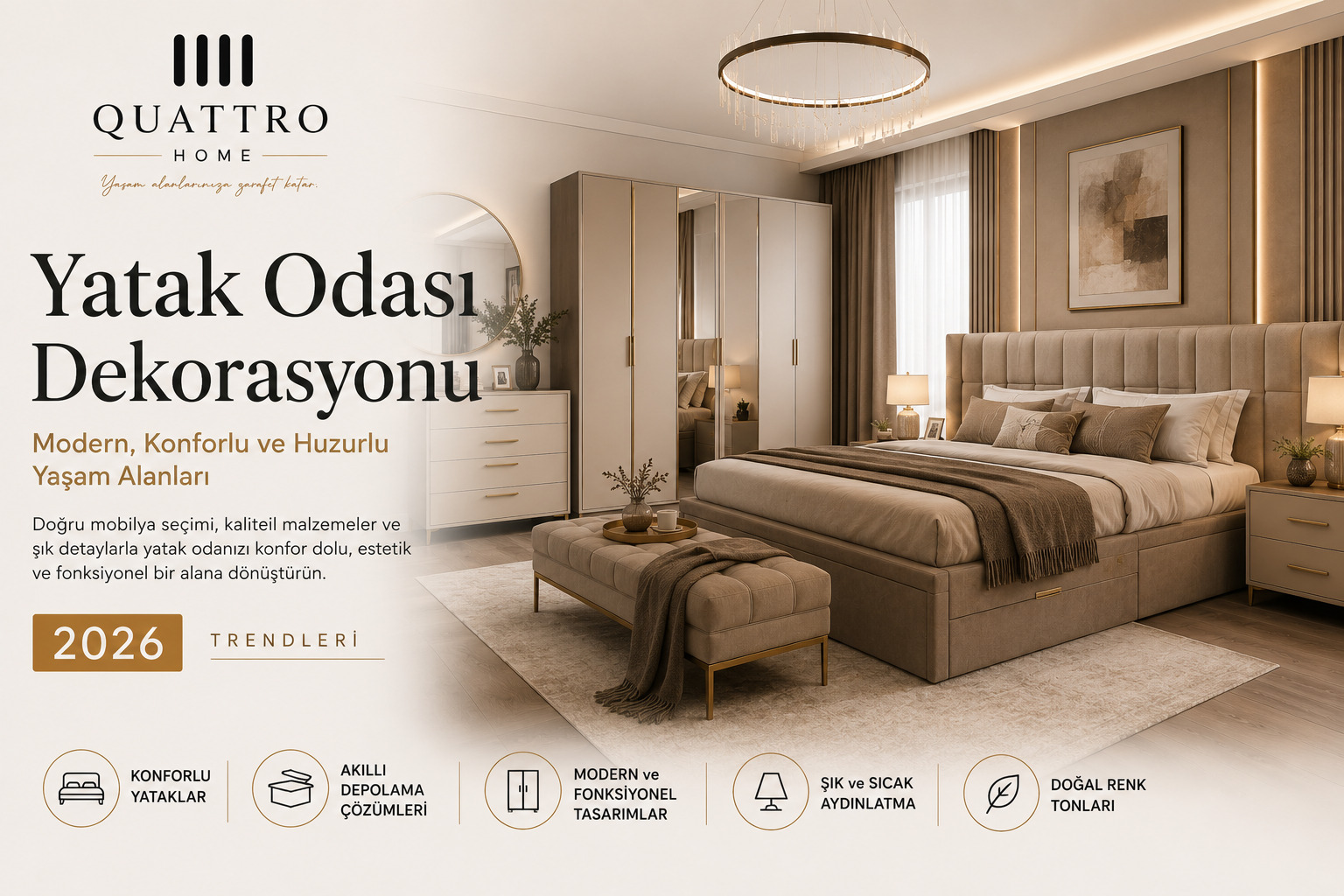 Yatak Odası Dekorasyonu 2026 | Modern Yatak Odası Fikirleri ve Mobilya Rehberi