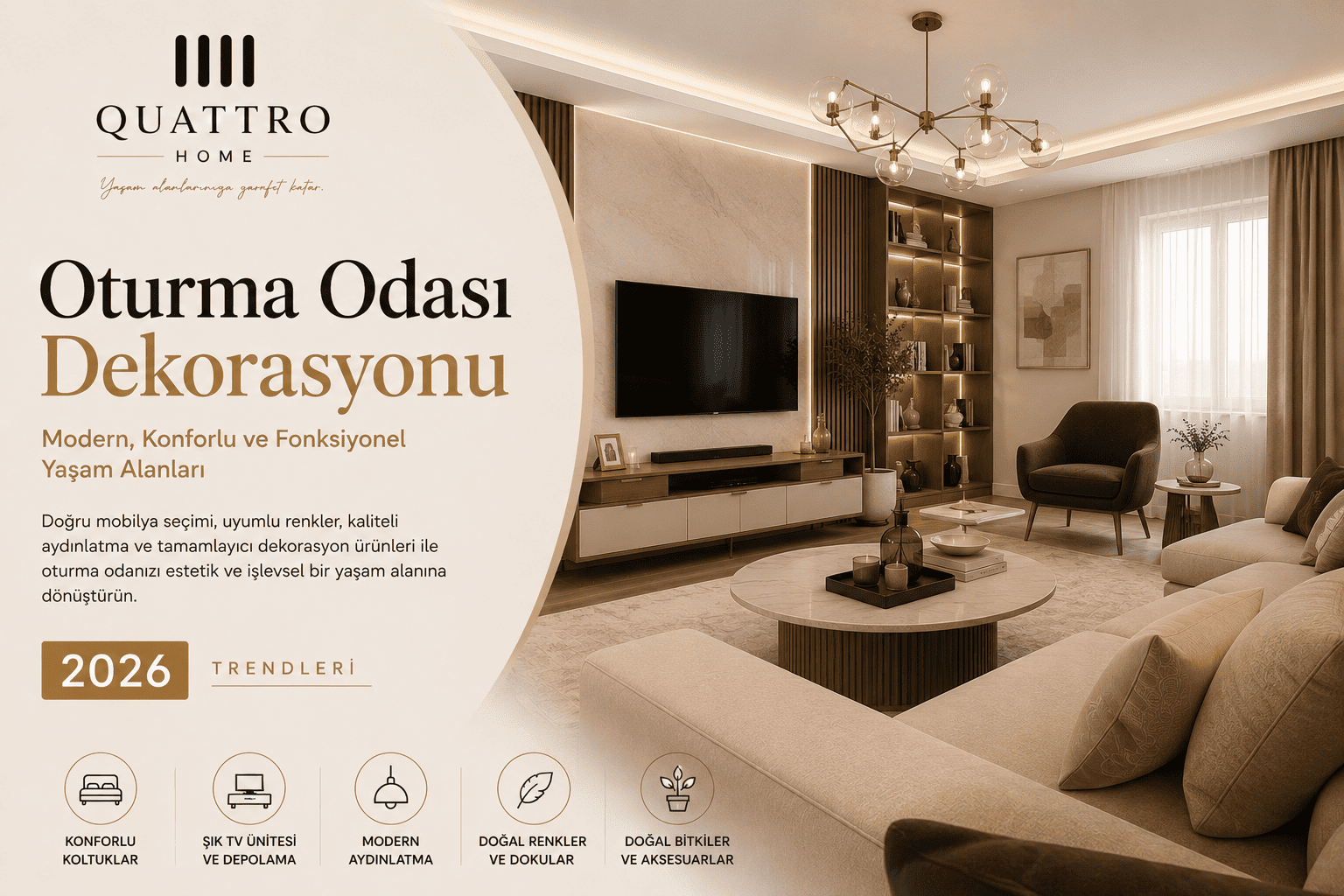 Oturma Odası Dekorasyonu 2026 | Modern Oturma Odası Fikirleri ve Mobilya Rehberi